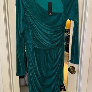 Lulu's Teal Draped Midi Dress